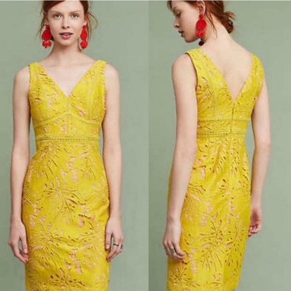 Anthropologie Yellow Midi Dress - Picture 1 of 11